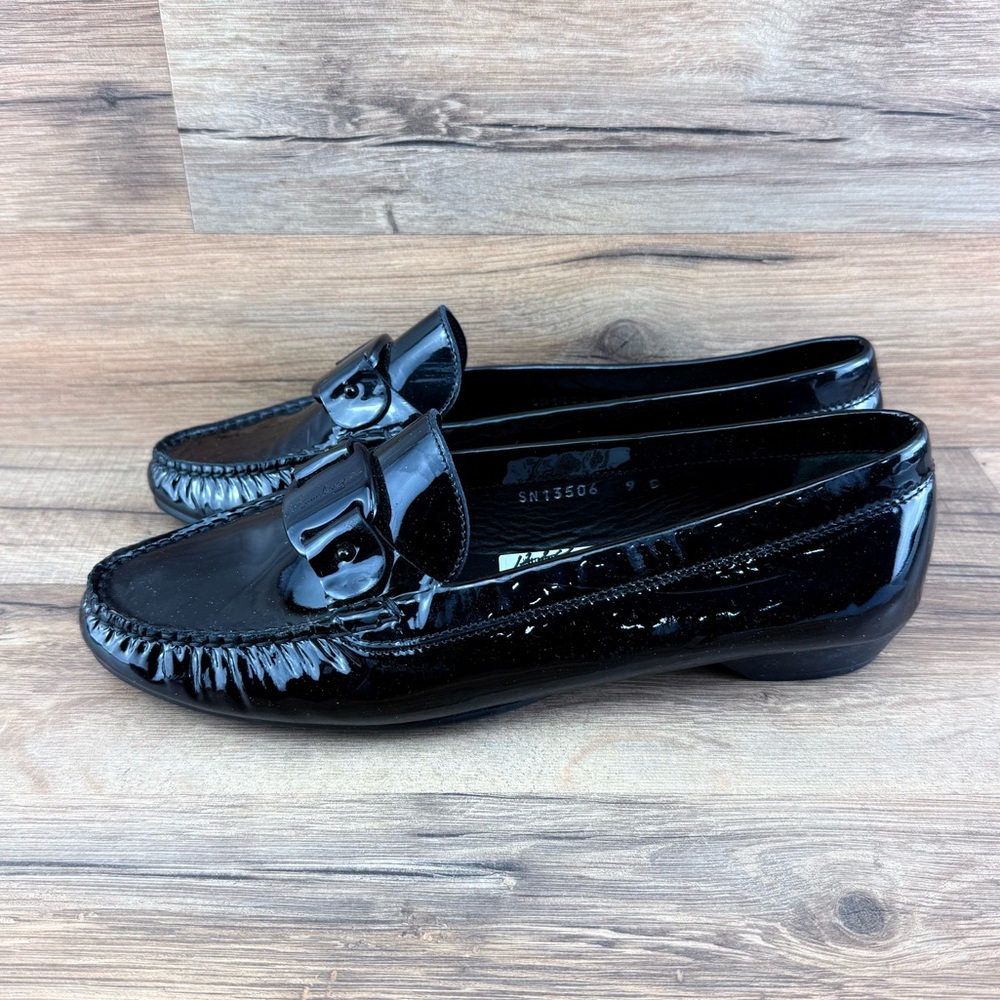 Salvatore Ferragamo Black Patent Leather Loafers